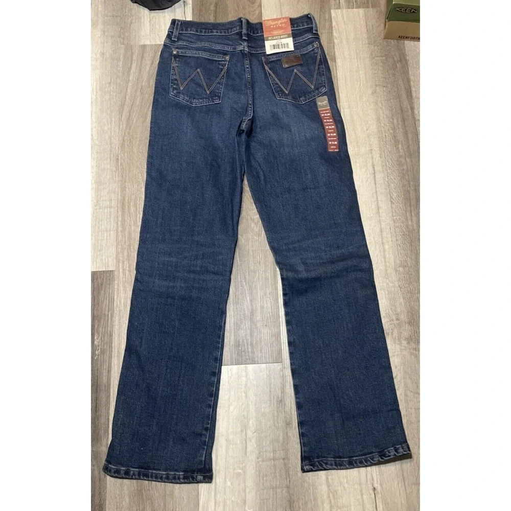 Wrangler Retro Men's Slim Relaxed Bootcut Blue Denim Stretch Jeans - Size 20